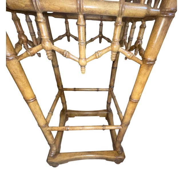 Early 20th Century Pair of Early 20th Century Chinese Hand Carved Wood Pedestals Faux Bamboo Style For Sale - Image 5 of 8