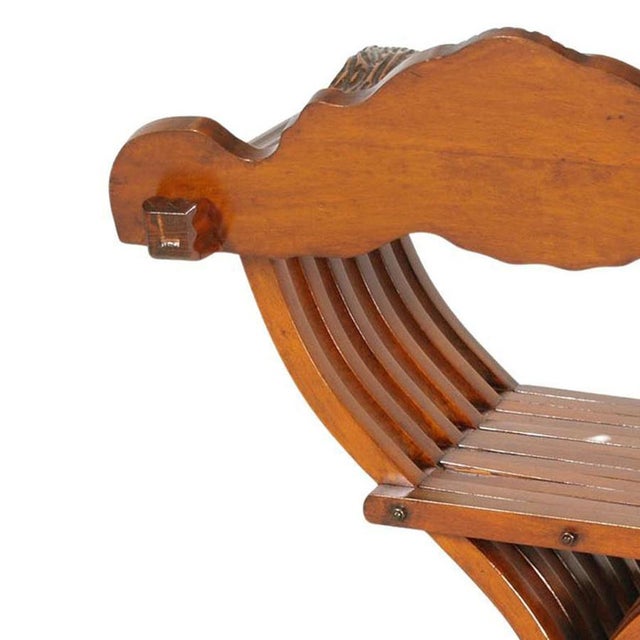 Carved Wooden Savonarola Chair, 1890s For Sale - Image 5 of 6