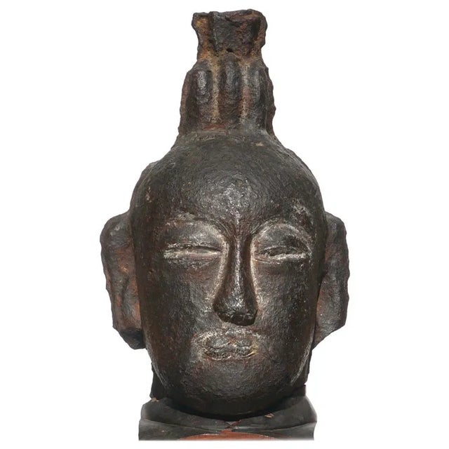 Song to Ming Dynasty Cast Iron Daoist Buddhist Head For Sale - Image 10 of 10