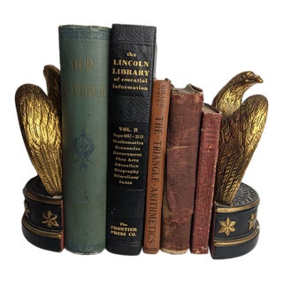 Antique & Vintage Americana Library – 5 Green, Black, Tan & Burgundy Books, 1900–1955 For Sale