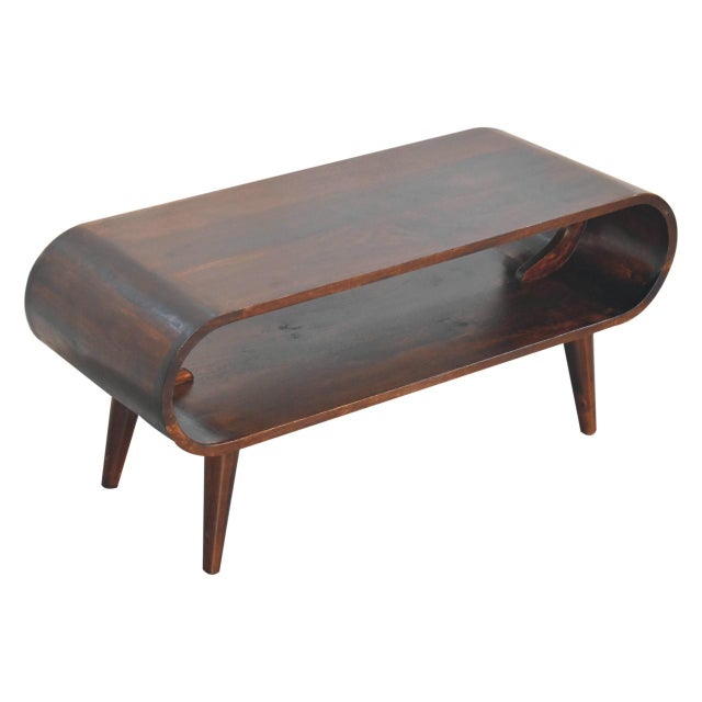 Brown Walnut-Finish Mango Wood Scandinavian Coffee Table For Sale - Image 8 of 8