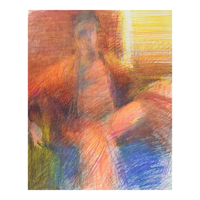 Late 20th Century Colorful Abstract Male Portrait Painting For Sale