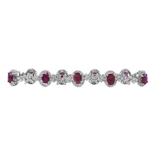 Alexander Beverly Hills 14.06ct Ruby & Diamond Bracelet 18k White Gold For Sale