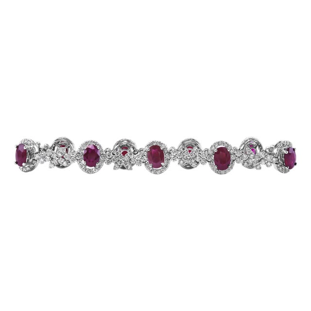 Alexander Beverly Hills 14.06ct Ruby & Diamond Bracelet 18k White Gold For Sale