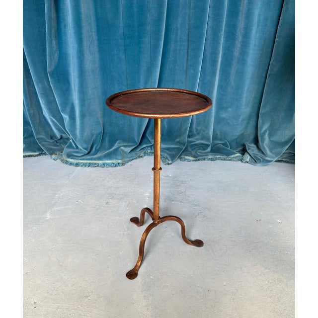Small Dark Gilt Metal Drinks Table With Curved Legs For Sale In New York - Image 6 of 12