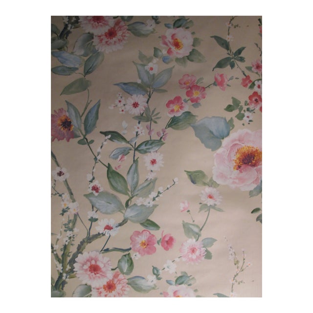 Vintage 90s Pink Floral Motif Wallpaper For Sale