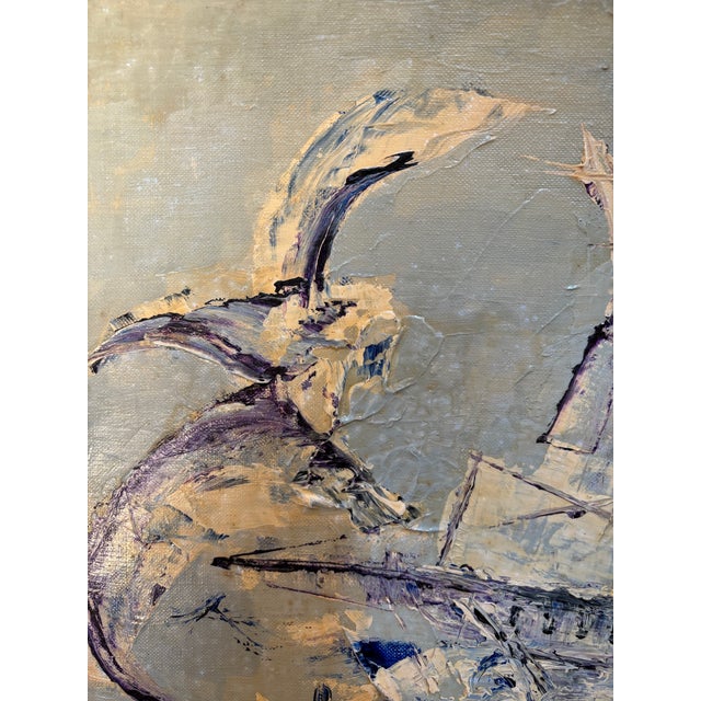 Vintage Abstract Seascape Oil Painting For Sale - Image 4 of 11