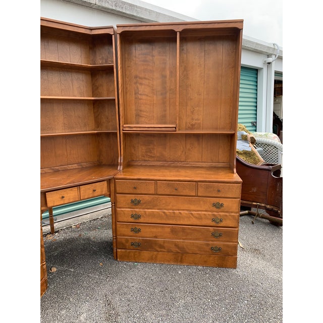 1970s Ethan Allen Early American Corner Desk With Matching Side