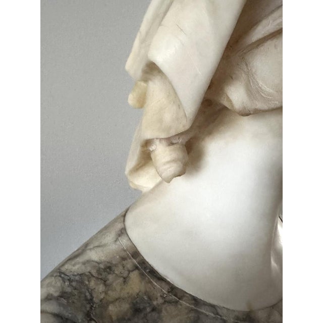 Stone Italian Artist, Large Bust of a Girl, 20th Century, Marble For Sale - Image 7 of 9