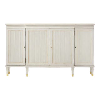 Modern History Swedish Reeded Breakfront Cabinet For Sale