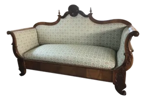 Antique Hand-Carved Solid Walnut Sofa, Early 19th Century