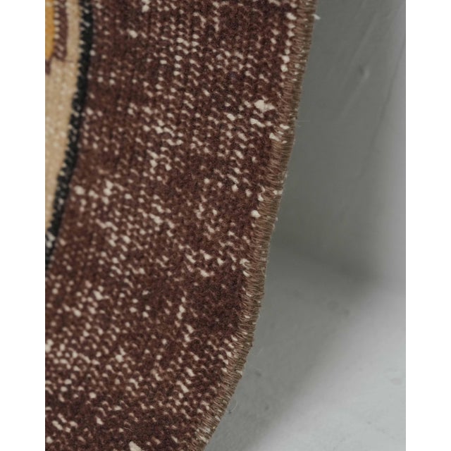 1970s Vintage Handmade Wool Cotton Brown Area Rug For Sale - Image 9 of 12
