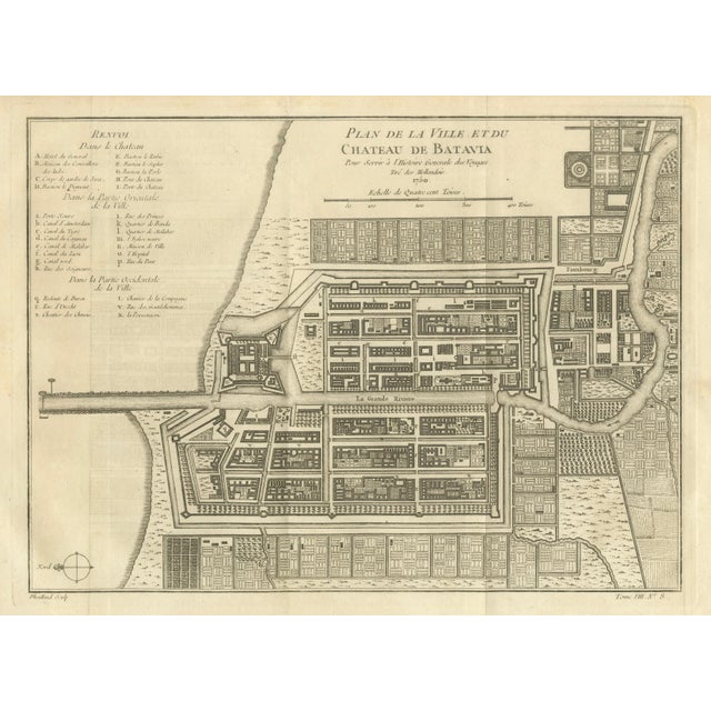 Antique Map of Batavia, Jakarta and Indonesia, 1750s For Sale - Image 3 of 9