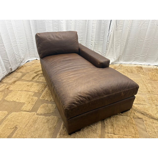 Restoration Hardware Rh Maxwell Leather Right-Arm Chaise For Sale - Image 4 of 18