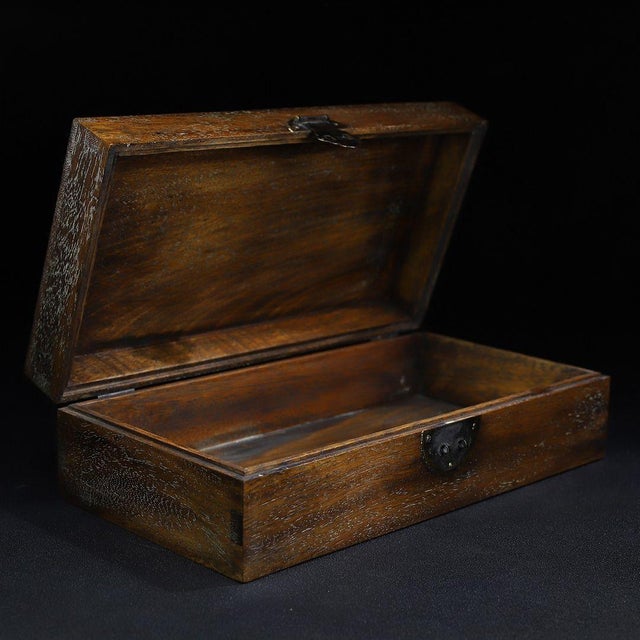 Brown Vintage Chinese Huali Rosewood Box | Mother-of-Pearl Inlaid Bird & Flower Motif For Sale - Image 8 of 10