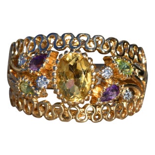 The Repton: Ladies Adwar Signed 14K Multi-Stone Cocktail Ring For Sale