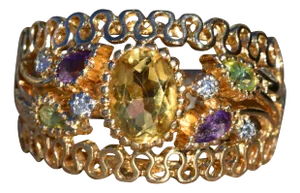 The Repton: Ladies Adwar Signed 14K Multi-Stone Cocktail Ring