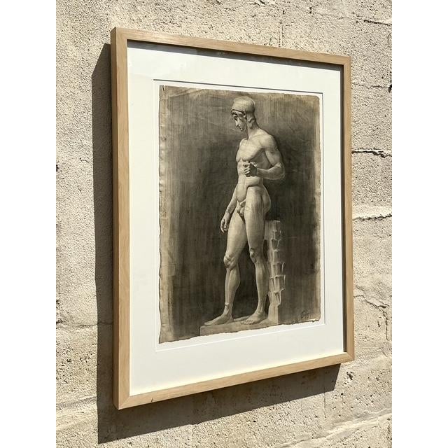 Vintage 1930s Original Pencil Sketch of Gladiator For Sale In West Palm - Image 6 of 11