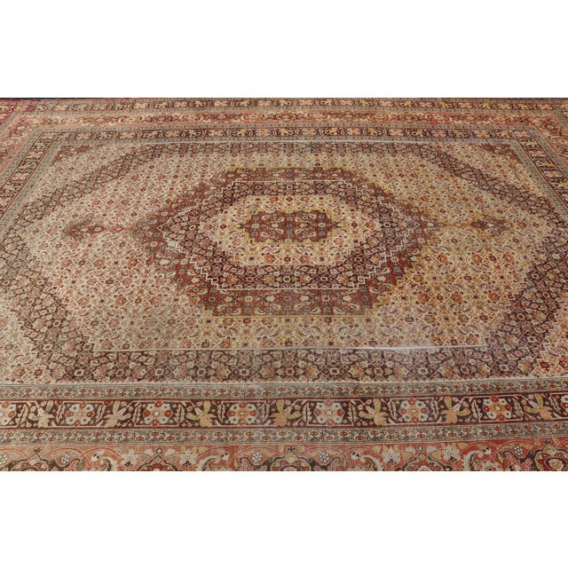 Antique Haji Jalili Tabriz Rug With Ivory Field and Fine Medallion Design 12'8 X 17'7 For Sale In Atlanta - Image 6 of 16