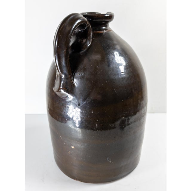 19th Century 19th Century American Stoneware Albany Slip Glaze Jug, w.m.e. Warner West Troy For Sale - Image 5 of 11