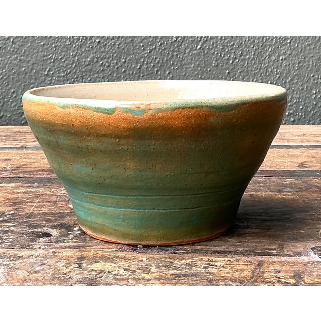 Vintage Studio Pottery Green Bowl For Sale - Image 9 of 13