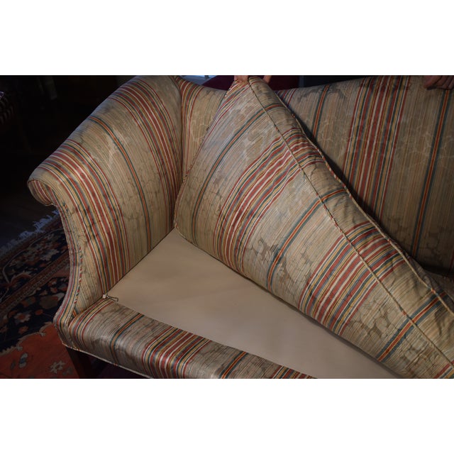 White 18th Century Chippendale Sofa With a Silk Blend Damask Cover For Sale - Image 8 of 11
