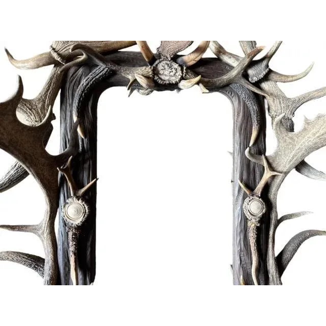 Late 19th Century Large Antler Mirror, Rustic Trophy-Style Wall Mirror For Sale - Image 4 of 8