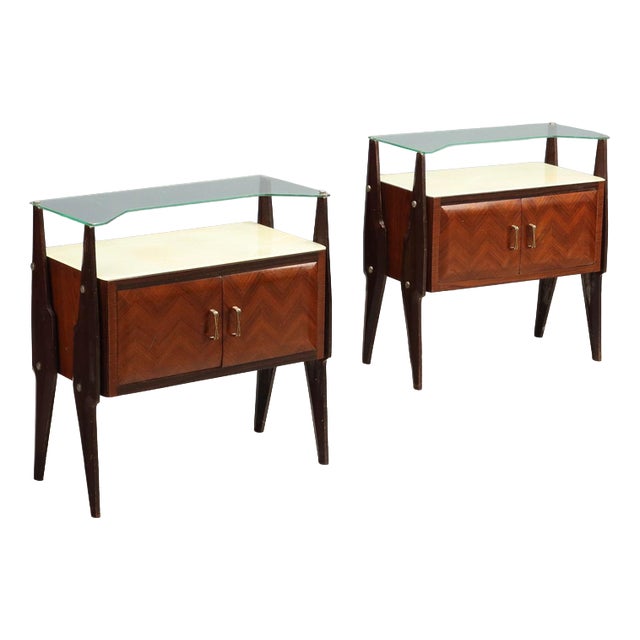 Vintage Nightstands in Stained Beech, 1960s, Set of 2 For Sale