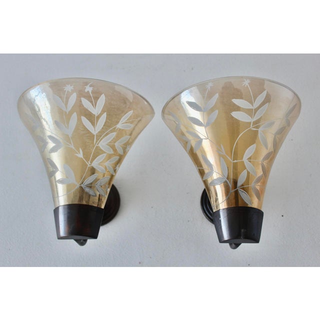 Late 20th Century Mauri Almari Style Champagne Glass Bronze Finish Tea Candle Wall Sconces-a Pair For Sale - Image 15 of 15