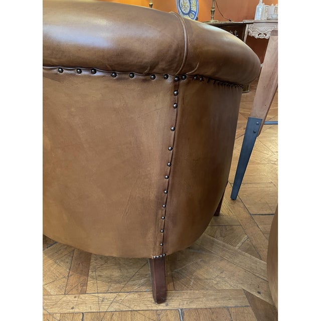 Camel Leather Club Chairs, 1990s, Set of 2 For Sale - Image 4 of 15