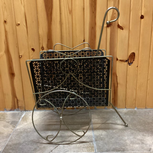 Mid-Century Modern Vintage Mid-Century Modern Record Album or Newspaper Rack For Sale - Image 3 of 13