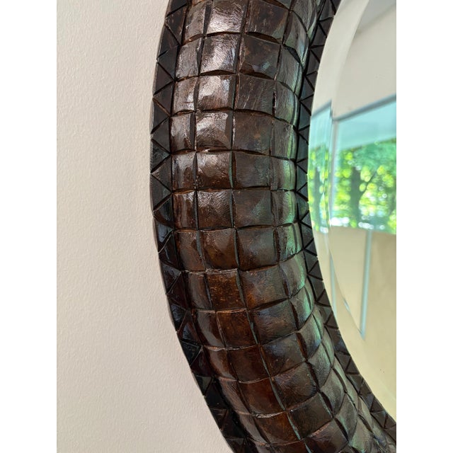 Maitland - Smith Vintage Large Coconut Shell Round Mirror For Sale - Image 4 of 11