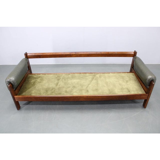 Mid-Century Green Leather Sofa, Czechoslovakia, 1970s For Sale - Image 15 of 18