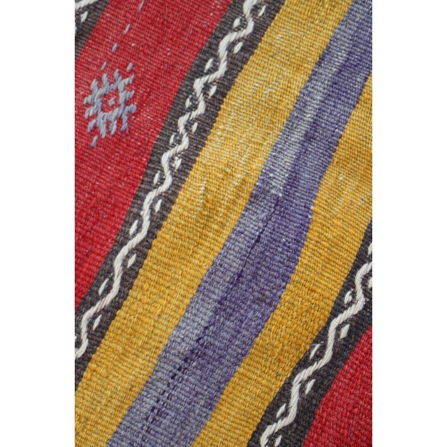 1990s 1990s Red Striped Hand Knotted Rug For Sale - Image 5 of 8
