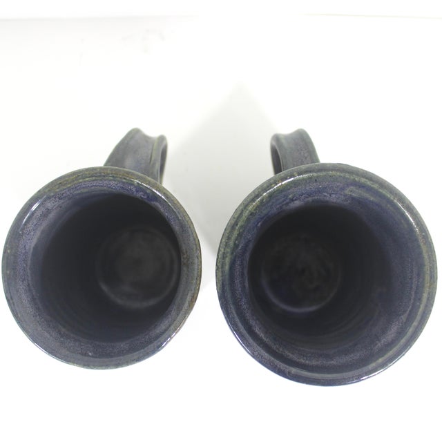 Late 20th Century Vintage Signed Studio Pottery Coffee Mugs- a Pair For Sale - Image 5 of 9