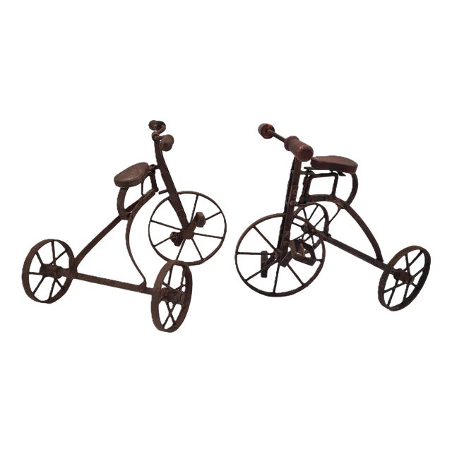 Vintage Miniature Metal Tricycles, 1970s, Set of 2 For Sale