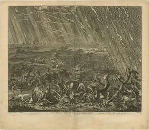 J. Luyken, Bible Scene: Seventh Plague of Egypt, 1743, Print