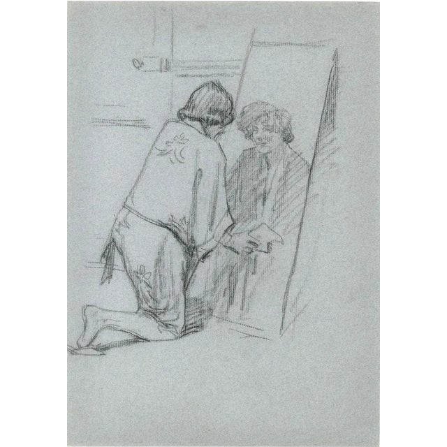 Figure in the Mirror is an original artwork realized by an Anonymous French artist in the first half of the 20th Century....