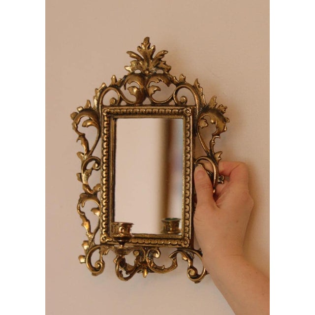 Swedish Brass Sconces with Mirror, Set of 2 For Sale - Image 6 of 9