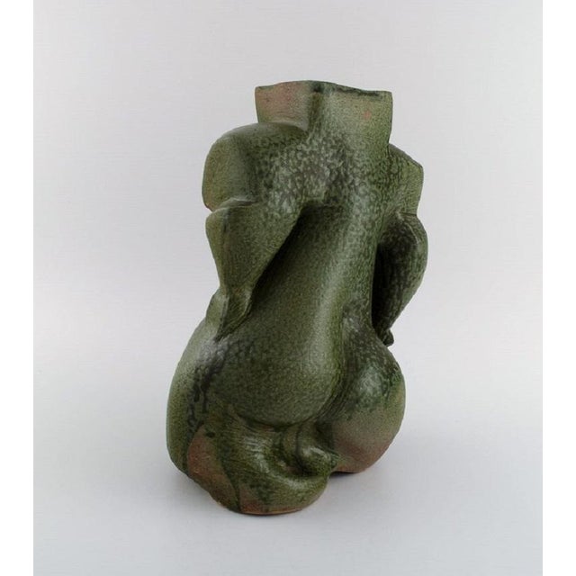 Ceramic French Organically Shaped Vase in Glazed Stoneware, 1980s For Sale - Image 7 of 9