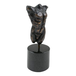 Frits Van Eeden Nude Male Torso Bronze Sculpture For Sale