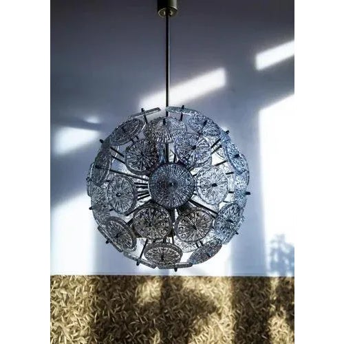 Metal Chrome and Crystal Glass Flower-Bucket Starburst Ballroom Pendant Light, Germany, 1960s For Sale - Image 7 of 11