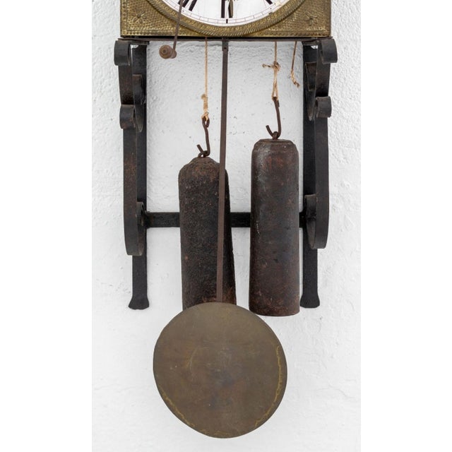French Comtoise Iron and Brass Clock For Sale In New York - Image 6 of 11
