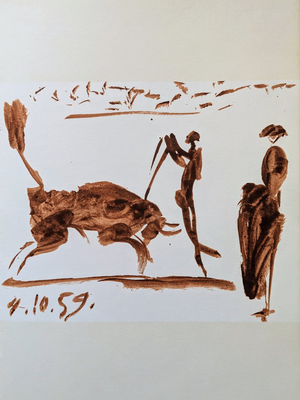 Pablo Picasso, Corrida / Matador on Horse from First Edition of Toros y Toreros, 1961, Offset Double-Sided Lithograph