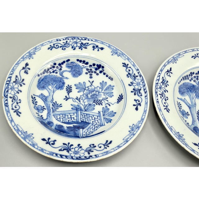 Delft 18th-Century Delftware Plates With Maker's Mark, a Pair For Sale - Image 4 of 8