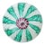 Vintage Fratelli Toso Murano Green White Ribbons Italian Art Glass Millefiori Flower Crown Paperweight For Sale