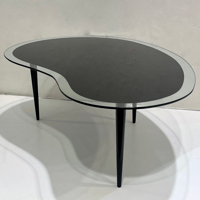 Glass 1960s Italian Mid-Century Modern Design Bean Shape Black Crystal Coffee Table For Sale - Image 7 of 7