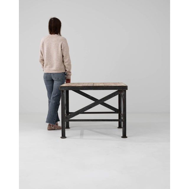 20th Century French Metal Side Table With Wooden Top For Sale - Image 18 of 18