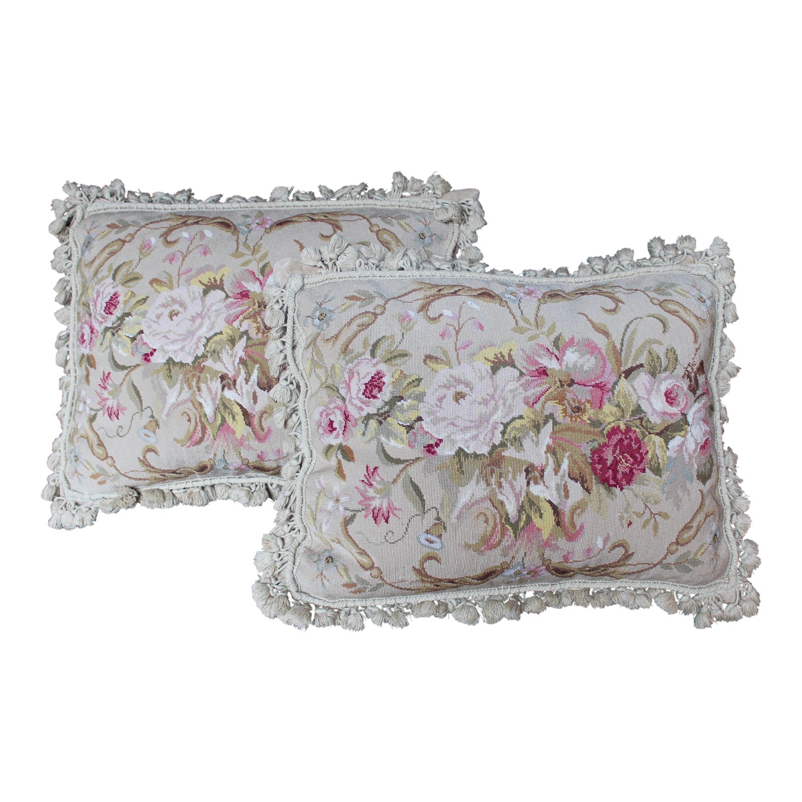 Vintage Floral Needlepoint Pillows a Pair Chairish