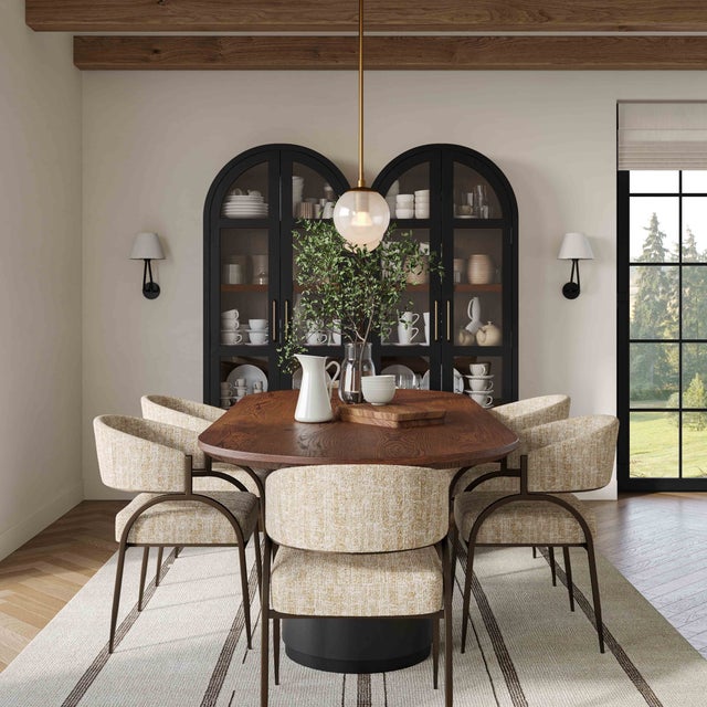 Boho Chic Marlow Black Wood Oval Dining Table For Sale - Image 3 of 10